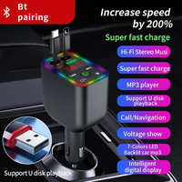 Y3 BT V5.3 chargeur de voiture rétractable mains libres émetteur FM Type c chargeur de voiture charge rapide lecteur MP3 multifonctionnel