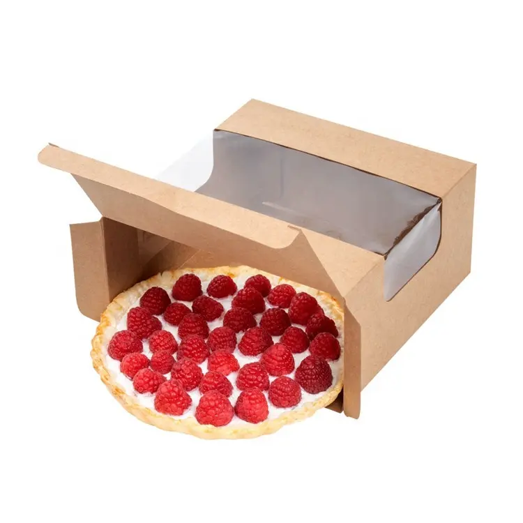 Scatole per pasticceria in carta Kraft personalizzate scatole per dolci marroni con finestra
