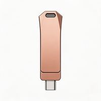 Unidad Flash USB Metálica Giratoria 2 en 1 de Gran Capacidad, 16GB/32GB/64GB/128GB, USB 2.0/3.0 OTG Tipo-C, Garantía de 2 Años