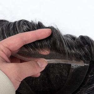 Prothèse capillaire pour homme avec nœuds blanchis, en cheveux humains vierges indiens, système Lace Front, modèle Holly Wood - Product Image 1