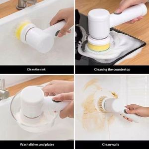 Electric <b>Cleaning</b> <b>Brush</b> With Handle Rechargeable Multifunctional Pot Washing <b>Brush</b> Rust Removal Cup Bowl Cleaner <b>Cleaning</b> Tool - Product Image 4