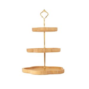 Wholesale Wedding Party Fruit <strong>Candy</strong> Cookie Serving <strong>Tray</strong> Kitchen Multi Layer Bamboo Cake <strong>Tray</strong> 3 Tier with Stainless Steel - Product Image 6