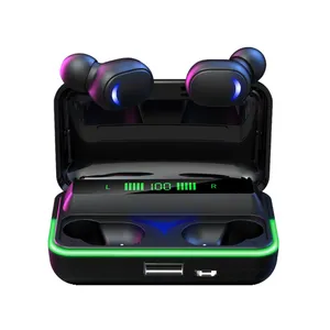 2024 Hot selling E10 with microphone charging case TWS wireless BT 5.1 with ambient light gaming in ear digital BT earphones