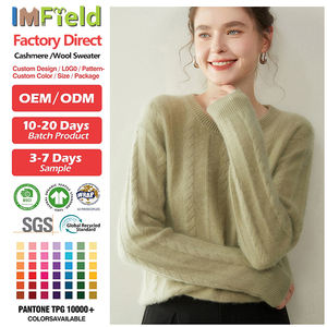 Suéter de Cachemira de Lana para Mujer, Estilo Coreano, Cuello Redondo, Tejido de Cable, Jersey de Lujo para Otoño e Invierno - Product Image 1