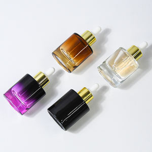 ขวดหยดแก้วสะพายไหล่แบบแบนสีอำพัน<span class=keywords><strong>หนา</strong></span>30มล. สำหรับใบหน้าน้ำมันหอมระเหย - Product Image 1