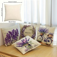 Housse de coussin décorative florale violette Kongyu Home Textiles, lot de 4, motif couronne de lavande, style campagnard français, décoration vintage