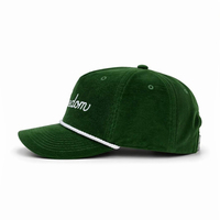 Gorra de Béisbol Retro Verde Personalizable con Logotipo Bordado, Estilo Vintage de 5 Paneles, de Pana con Cuerda, para Exteriores, Venta al por Mayor de Fábrica
