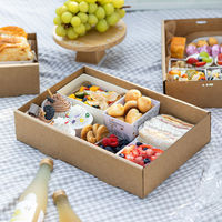 Boîtes en papier kraft écologiques pour pique-nique pour emballage alimentaire Boîte en papier pour plateau de restauration et dessert avec logo personnalisé pour aliments de pique-nique