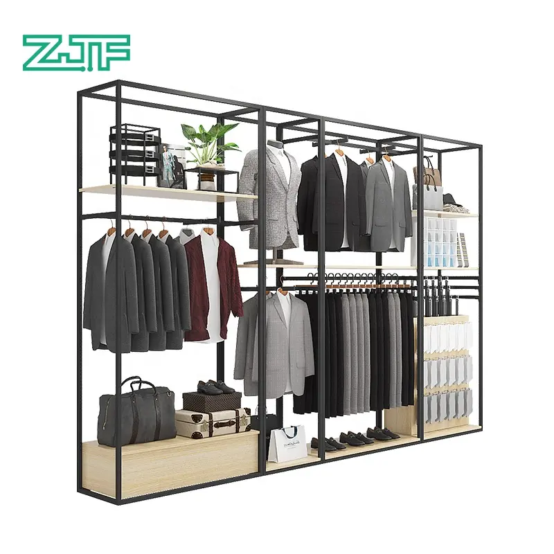 Luxury clothing mall promotion goods metal shelf rack display men's clothes display rack for retail clothes