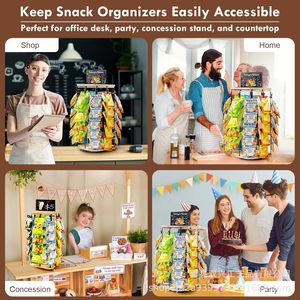 Wooden Display Clip Snack Organizer 360 Degree <b>Rotating</b> Base Candy Rack <b>Desk</b> Stand 5 Layers Modern Simple Design - Product Image 5