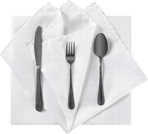 Serviettes en tissu 100 % polyester en gros, 20x20 pouces, blanches, lavables, avec bords ourlés, pour restaurant, mariage, hôtel - Product Image 4