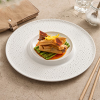 Assiette en céramique granulée gaufrée de luxe - Vaisselle en porcelaine de qualité hôtelière professionnelle pour la restauration fine