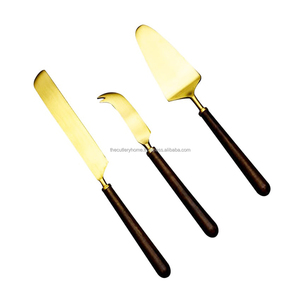 Juego de cuchillos y servidor de acero inoxidable para pastel, con mango Triangular hecho a mano, dorado brillante, herramientas baratas reales - Product Image 5