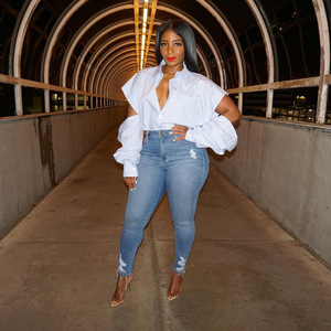 2025 nuovo arrivo camicetta da donna primavera a maniche lunghe camicetta Casual in cotone top Street Wear camicie bianche taglie forti da donna - Product Image 6