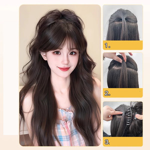 คลิปหนีบ<span class=keywords><strong>ผม</strong></span>เพิ่มวอลลุ่ม, แฮร์พีชผมยาวหยักศกสังเคราะห์สำหรับผู้หญิง, เพิ่มวอลลุ่มทันทีสำหรับทรง<span class=keywords><strong>ผม</strong></span>หางม้าสูงและ<span class=keywords><strong>ทรง</strong></span>ครึ่งหัว - Product Image 2