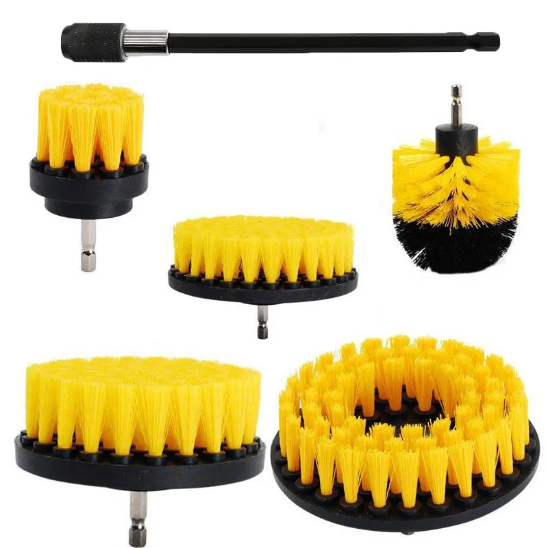 Drill Brush Attachment Set multifunctional electric scrubber Cleaning Brush with Extension for Car Wheel Tire Glass windows