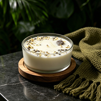 Bougie aromatique artisanale à une seule mèche en cire de soja, dans un bocal en verre, avec fleurs séchées et cristaux naturels, décoration d'intérieur, cadeau