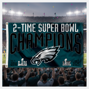 Bandera Personalizada de los Philadelphia Eagles, Campeones del Super Bowl Dos Veces, Bandera Decorativa de Alta Calidad de Poliéster para Interiores y Exteriores - Product Image 1
