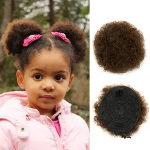 Extension <span class=keywords><strong>de</strong></span> Cheveux Synthétiques <span class=keywords><strong>Afro</strong></span> Puff Chignon Durable avec Cordon <span class=keywords><strong>de</strong></span> Serrage <span class=keywords><strong>Queue</strong></span> <span class=keywords><strong>de</strong></span> <span class=keywords><strong>Cheval</strong></span> Noir 4 Pouces Pratique Fluffy Kinky Curly Kid Hair - Product Image 4