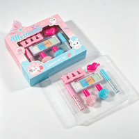 Kit de maquillage végétalien pour enfants, thème sirène, jeu d'imitation pour filles, coffret cadeau beauté, fard à paupières, brillant à lèvres, vernis à ongles, jouet