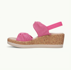 Sandali Casual alla Moda con Cinturino Posteriore, Punta Rotonda, Comfort in Tessuto Elasticizzato, Suola a Zeppa con Fiocco per Donne - Product Image 5