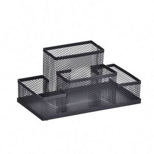 4-Compartment Metal Mesh Desk Organizer Office Stationery Pen Holder and Pencil Cup Desktop Supply Organizer - Product Image 2
