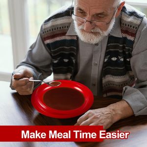Elderly Self-Feeding Tableware Set 3-Piece <b>Red</b> Suction Cup Base Adaptive Spoon Bowl Parkinson's Rehabilitation <b>Therapy</b> Supplies - Product Image 6