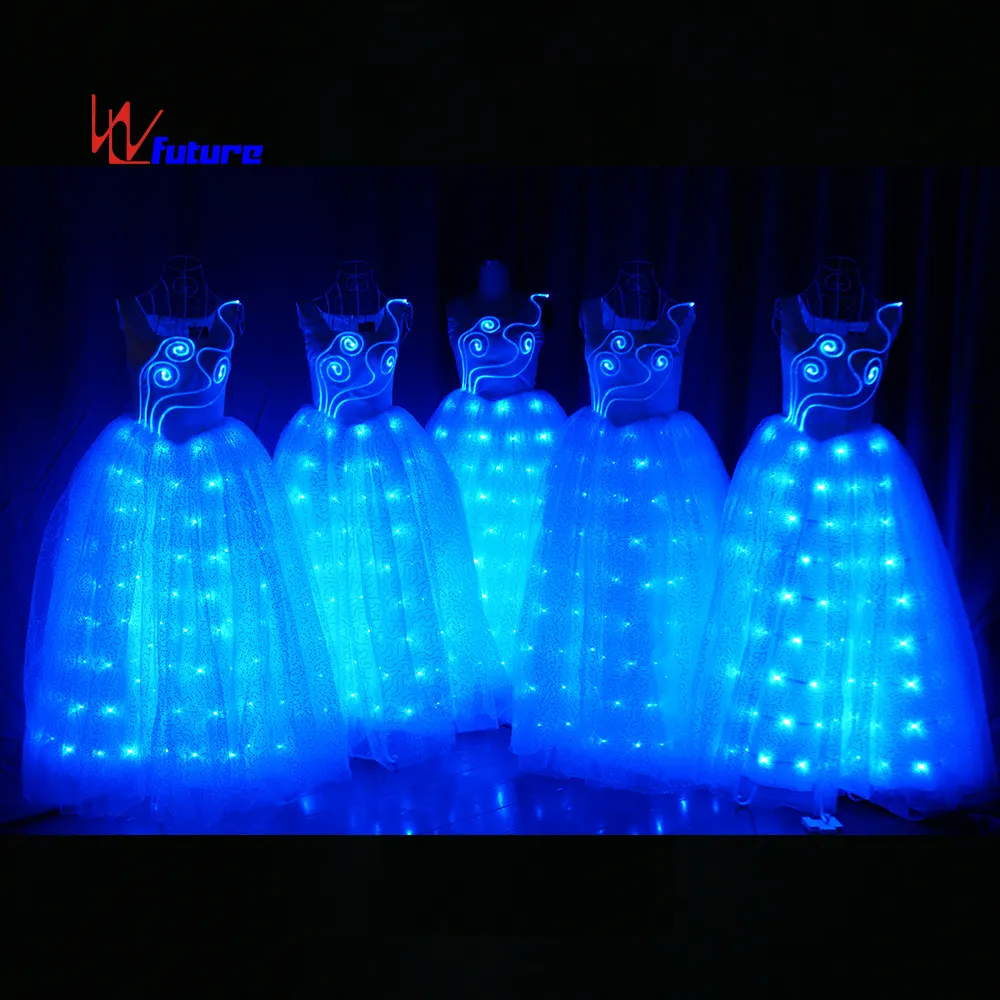 Color Changeable LED Skirt Mini Costume Dance Lights Tutu Wholesale Led Light up Prom Dress for Entertainment White for Women