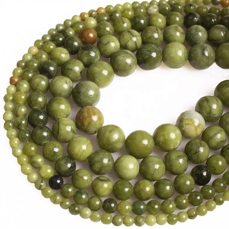 Commercio all'ingrosso naturale della pietra preziosa allentati della perla perline di pietra naturale Cinese verde giada