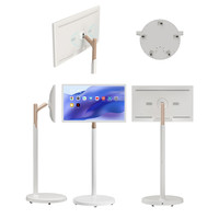 Téléviseur intelligent Android portable de 32 pouces avec rétroéclairage LED HDTV pour le yoga, la remise en forme, les jeux, le lecteur vidéo, armoire blanche avec support