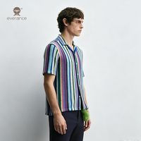 Chemise à rayures tropicales pour homme, motif imprimé, 98% polyester, couleur crème lime, chemise de plage cubaine pour l'été