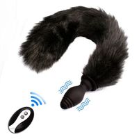 Vibrateur anal électrique portable en silicone avec télécommande, 10 vitesses, en forme de queue de renard, pour femmes et couples - Vente en gros