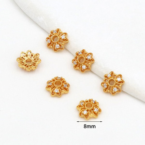 18K vàng dát Bốn Lá Cỏ Ba Lá Hoa Chủ Bead <span class=keywords><strong>cap</strong></span> handmade tự làm vòng đeo tay vòng cổ trang sức Spacer phụ kiện <span class=keywords><strong>C21</strong></span> - Product Image 6