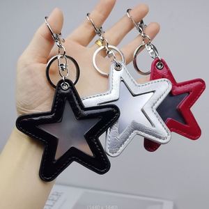 Beautiful Pu Leather Key Chain With <b>Star</b> Shaped Makeup Elegant Portable Phone <b>Mirror</b> for Women Gifts - Product Image 1