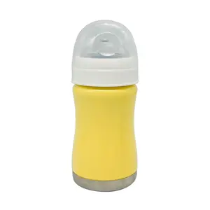 דליפת-משלוח עיצוב שאינו רעיל באיכות מזון נירוסטה 8oz מבודד תינוק חלב בקבוק מים עם סיליקון איטי זרימת פטמה