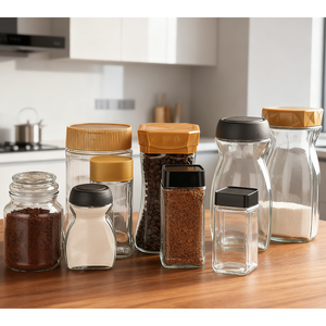 Số lượng lớn rộng miệng vòng vuông chai thủy tinh 8oz 14oz 16oz 28oz lớn trà thủy tinh ngay lập tức cà phê Jar với nhựa PP Nắp - Product Image 5