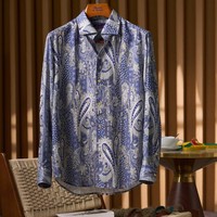 Kemeja Pria Linen Murni OEM Lengan Panjang, Warna Tahan Luntur, Anti-Pilling, Gaya Kasual Musim Panas, Grosir, Kualitas Tinggi