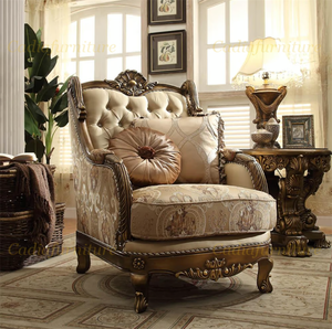 Ensemble <span class=keywords><strong>de</strong></span> canapés <span class=keywords><strong>de</strong></span> salon en tissu avec cadre en bois, design classique sculpté à la main, <span class=keywords><strong>luxe</strong></span> français, pour usage hôtelier - Product Image 2