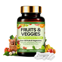 Capsules de fruits et légumes, complexe de caroténoïdes avec extraits végétaux pour le soutien quotidien de la santé, complément alimentaire, étiquette privée OEM