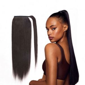Extensión de Cabello Natural Brasileño Sin Procesar, Cola de Caballo de 100g, Peluca Completa con Clip de 22 Pulgadas en Colores Negro y Marrón, Cabello Humano - Product Image 1