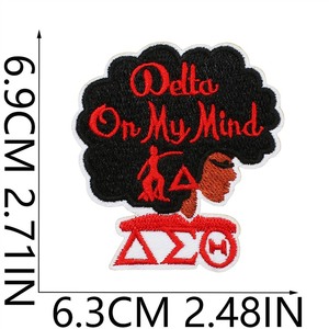 Venta caliente nuevo hierro en bordado rojo blanco negro Color 1913 Delta <span class=keywords><strong>Sigma</strong></span> Theta Sorority parches para ropa bolsa sombrero - Product Image 3