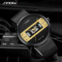 Montre de luxe pour homme SINOBI, boîtier en alliage, bracelet en maille, mouvement à quartz haute précision, étanche, logo personnalisé, montre-bracelet OEM ODM
