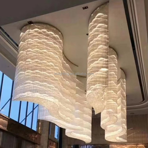 Customized Hotel Lobby Big Size Lamp Glass Hanging Modern Luxury White Gold Led Crystal <strong>Chandelier</strong> Light - Product Image 3