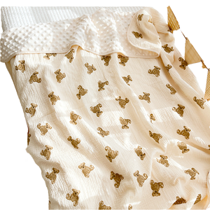 Minky Dot selimut bedong bayi, kain kasa 100% katun tenun teknik dengan pola daun pengisi pencampuran - Product Image 1