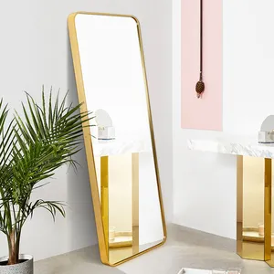 Aluminum Frame Rectangle Full Body Floor Dressing Mirror Back Panel Full Length Mirrors Standard Size Foot Length Stand Up