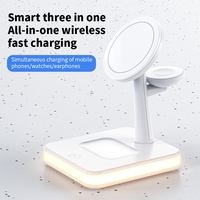 2024 nouveau 3 en 1 station de charge sans fil 15W lumière LED rapide tout-en-un support de téléphone portable et d'écouteurs pour une utilisation en extérieur