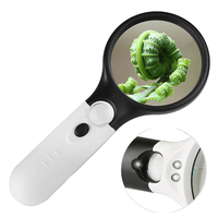 Loupe de poche éclairée en plastique blanc 45X avec LED, design écologique, pour la vérification de bijoux, la lecture et les travaux de précision