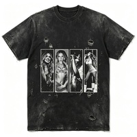 T-shirt en coton premium personnalisé pour la vente en gros, style streetwear, effet vintage, fournisseur de premier plan, impression DTG Kornit, style Singer Grunge