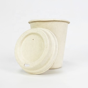Vasos de Papel Biodegradables y Compostables de Calidad Alimentaria, Hechos de Bambú y <span class=keywords><strong>Caña</strong></span> de Azúcar, para Café y Jugos, con Tapas - Product Image 5