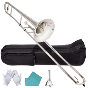 <span class=keywords><strong>Instrument</strong></span> de <span class=keywords><strong>trombone</strong></span> alto EB ton nickelé argent de bonne qualité OEM avec accessoires pour débutant - Product Image 1